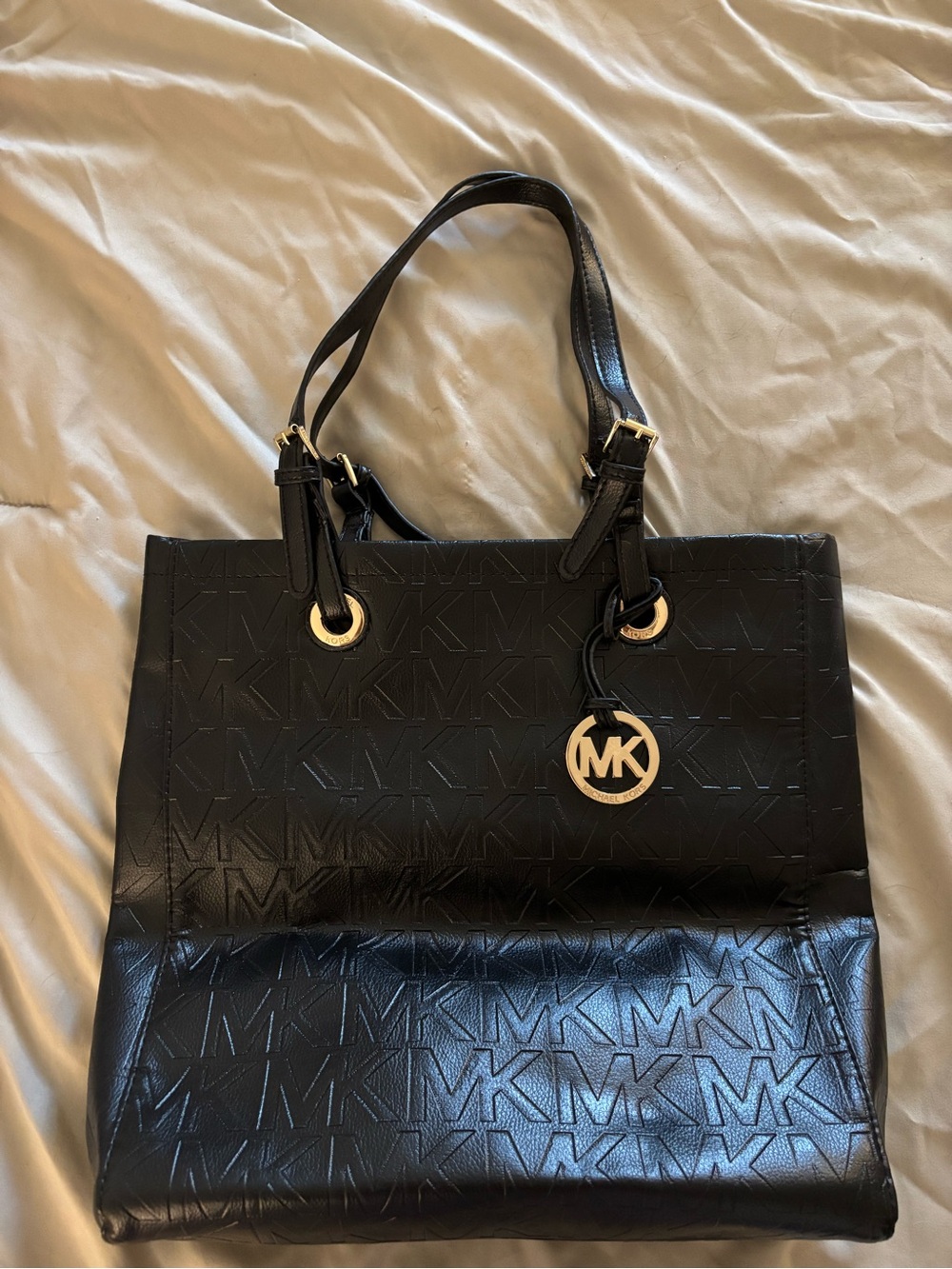 Michael Kors Black Embossed Monogram Tote Bag